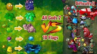 PVZ Fusion Edition Challenge Mode | 10 Flags Challenge: All Gods 2 | Hard Mode