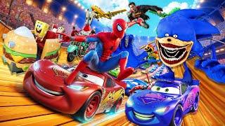 GTA V SPIDER-MAN 2 ‍ , SONIC THE HEDGEHOG, SUPERMEN, CRAB Join in Epic New Stunt Racing