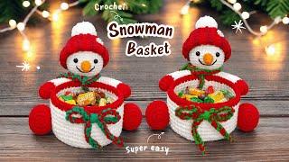 The Best Christmas Gift ️ Crochet Snowman Basket ️ Christmas Basket Decorations