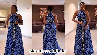 How to make the two color Maxi dress tutorial with halter and front middle slit