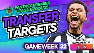 MY FPL GW32 TRANSFER TARGETS ️ Eze, Sarr, Murphy or Rogers!  | Fantasy Premier League 2024/25