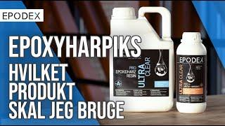 Epoxyharpikssystemer fra EPODEX - Sammenligning af systemer ECO, ECO+, ECO MAX, PRO, PRO+ og PRO MAX