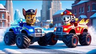 Paw Patrol Ultimate Rescue | CHASE & MARSHALL Winter Monster Truck Challenge!? | Rainbow 3