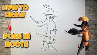 HOW TO DRAW PUSS IN BOOTS | Puss In Boots | Step-by-Step Tutorial #drawing #howtodraw