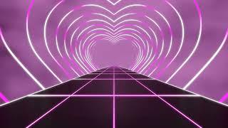 4K Pink & White Retro Heart Road Tunnel Loop | Animated Music Video