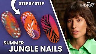 Jungle nails and snake skin nails ‘how-to?’. Painted leaves: a step-by-step | Indigo Nails