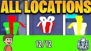 ALL LOCATION Toilet Tower Defence Christmas Event|| toilet tower defence gift location easy #ttd