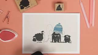 DIY Stamping Tutorial - Strickmützen - Lustige gestempelte Grußkarte mit Schaf und Monstern