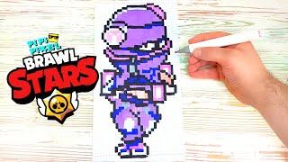 НИНДЗЯ ТАРА из ИГРЫ BRAWL STARS РИСУНКИ ПО КЛЕТОЧКАМ -PIXEL ART