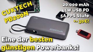 20.000 mAh, 45 USB PD und große PPS Stufe für +- 30€! CUKTECH PB200N