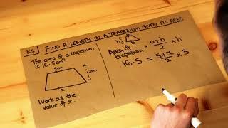 Key Skill - Find a length in a trapezium given its area.