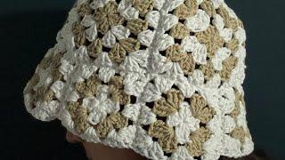 How to crochet a granny square bucket hat | easy crochet tutorial for beginners | DIY bucket hat
