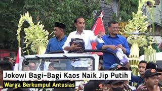 Aksi Jokowi Bagi-Bagi Kaos Di Atas Jip Putih