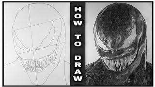 How To Draw VENOM Easy - #drawingvenom #drawingtutorial #pencildrawing