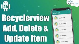 How to Add, Delete, and Update Items in Android RecyclerView | Android Studio Tutorial #26