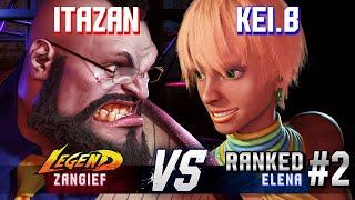 SF6 ▰ ITAZAN (Zangief) vs KEI.B (#2 Ranked Elena) ▰ High Level Gameplay