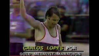 1984-08-12 Olympic Marathon (men's) raw satellite feed - part 3 of 4 Carlos Lopes - Portugal