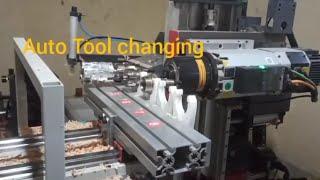 Auto Changing Tool# Auto Loading#Auto Measure  tool Length #Woodtech#Mass production#chair leg#lathe