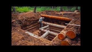 Man Builds 2-Room Log CABIN Underground | Start to Finish | Exceptional Process