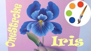 OneStroke, Painting the Iris flower, Cómo dibujar una flor de iris, irishkalia