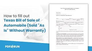 How to Fill Out Texas Automobile Bill of Sale Form Online | PDFRun