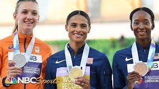 McLaughlin, Muhammad, and Bol receive medals after unforgettable 400m hurdles final | NBC Sports