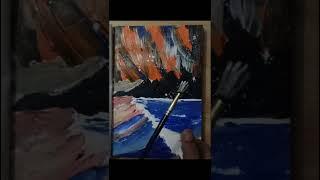 beautiful scenery acrylic  painting... Northern lights...#acrylic painting #trending #shorts