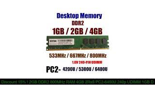 Product Review 2GB DDR2 800MHz RAM 4GB 2Rx8 PC2-6400U 240p UDIMM 1GB DDR2-667MHz 2G PC2 5300 NON EC