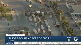 Backup of truck trying to cross through Otay Mesa Port Of Entry