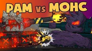 Ram, the Destroyer, vs Mons, the Crasher. Cartoons about tanks