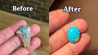 Cutting turquoise stone