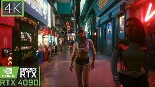 4K Walking around the Sexiest Street in Cyberpunk 2077 2.12 I Path Tracing AI RTX 4090