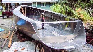 Homemade boat making process - Amazing wood boat building method - Steel ship production technology