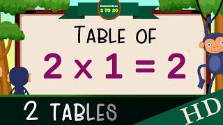 2-x1=2 Multiplication, Table of Two 2 Tables Song Multiplication Time of tables  - MathsTables