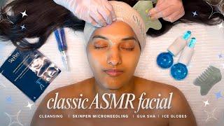 ASMR Relaxing Facial with Skinpen Microneedling | Crystal Mask | Blue Ice Globes | Gua Sha Massage