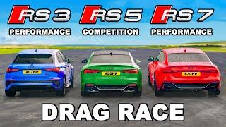 Fastest Audi RS3 v RS5 v RS7: DRAG RACE