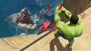 GTA 5 SPIDERMAN vs HULK Epic Ragdolls Ep.6 (Fails & Funny Moments Flooded Los Santos)