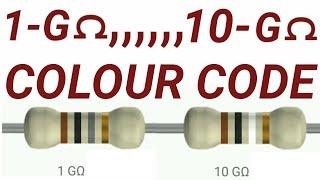 1 giga ohms to 10 giga ohms colour code