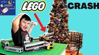 Johny's NEW GIANT LEGO Train Track Layout With NEW Lego Train Crashing LEGO CITY