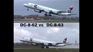 DOUGLAS DC-8-62 vs DC-8-63 , supreme classic gems , TAKE OFF , Ostend Airport