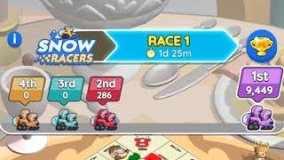 SNOW RACERS RACE 1 | Playing with 11000 FLAGS Monopoly Go #monopolygo #snow #racers