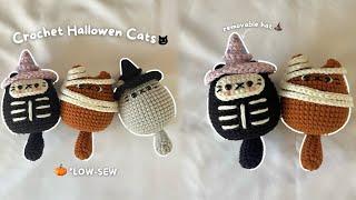 How To Crochet Halloween Cats | *Low-Sew & Simple Tutorial | Three different styles of cats