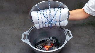 Tie the meat on the lid and smoke it into the cauldron. A healthy recipe for cold meat!