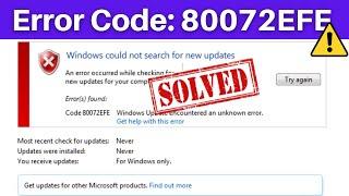 Windows 7 Update Error 80072efe | Error Code 80072EFE Problem Fixed | Solved