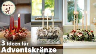 DIY | Adventskränze selber machen | 3 Ideen für haltbare Kränze aus Naturmaterialien | ohne binden