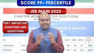 JEE Main 2025 |Very Important Chapters | Score 99+ Percentile | Concentrate ONLY ON THESE Chapters