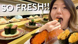 CONVEYOR BELT SUSHI FEAST! Tokyo's FRESHEST Sushi Train Experience