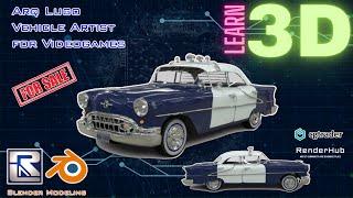 Oldsmobile Super 88 Police Patrol 1955 Low-poly 3D model - Learn 3D while you watch Arq Lugo Youtube