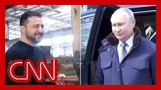 Putin and Zelensky visited their troops on the same day. See the difference