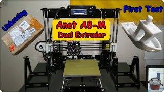 Anet A8-M Dual Extruder 3D Printer. Unboxing and testing